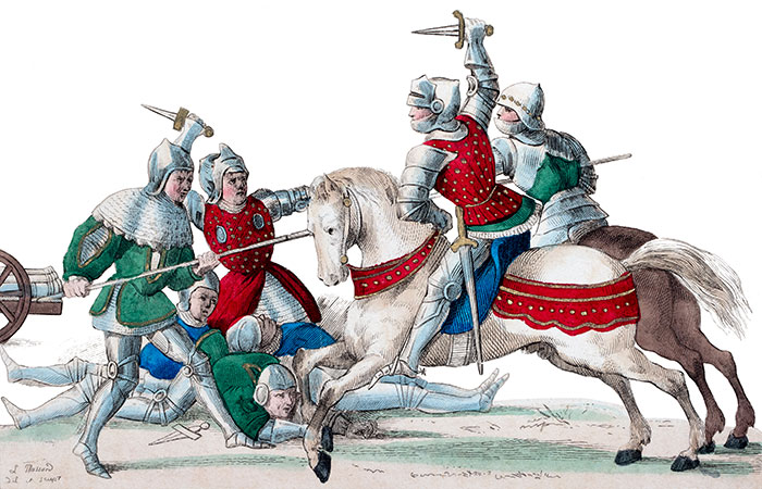 Scène de la Bataille de Roosebeke, dessin de Massard - Gravure  reproduite puis restaurée par © Norbert Pousseur