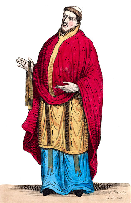 Saint Odon en son costume, dessiné par Massard - Gravure  reproduite puis restaurée par © Norbert Pousseur