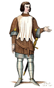 Gréves portés par le chavalier Villiers, dessin de Léopold Massard - reproduction © Norbert Pousseur