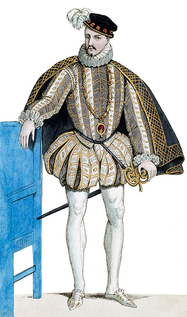 Charles IX, roi de France, en costume - gravure reproduite et restaurée par © Norbert Pousseur