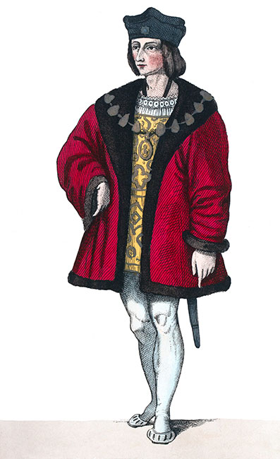Charles VIII portant une casaque,  gravure sans doute de Léopold Massard - reproduite et restaurée par © Norbert Pousseur