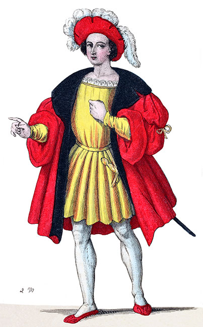 André de Foix en son costume - Gravure  reproduite puis restaurée numériquement par © Norbert Pousseur