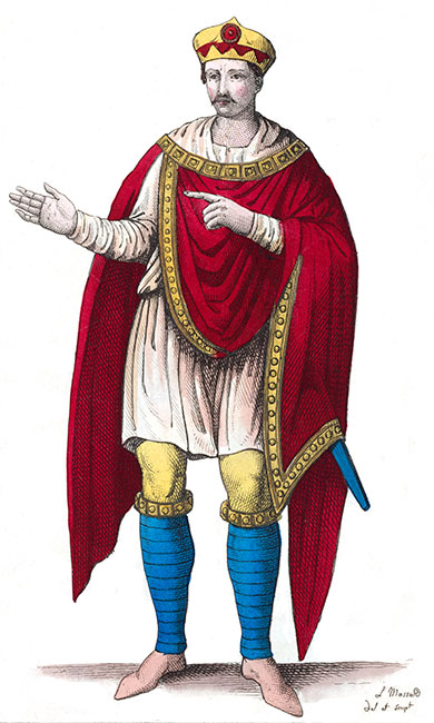Charlemagne, roi de France - La Moqaïque - Gravure  reproduite puis restaurée par © Norbert Pousseur
