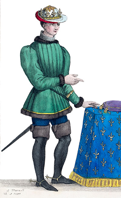 Charles VII en veste,  dessiné par Léopold Massard - Gravure  reproduite puis restaurée par © Norbert Pousseur