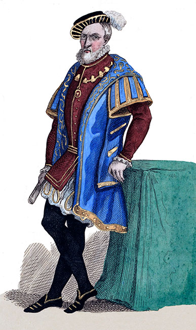Philippe de Chabot  en son costume - Gravure  reproduite puis restaurée numériquement par © Norbert Pousseur