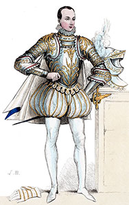 François II avec ses gantelets au sol - Gravure  reproduite puis restaurée par © Norbert Pousseur