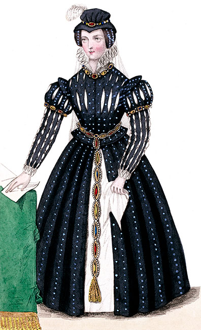 Marie Stuart, reine de France et d'Ecosse, gravure reproduite puis restaurée numériquement par © Norbert Pousseur
