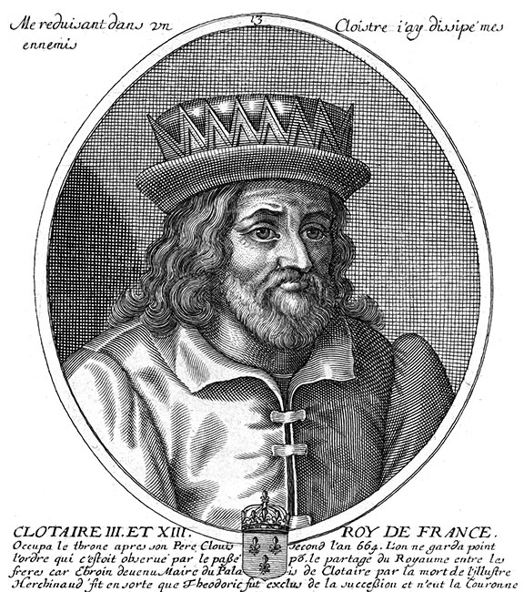 Clotaire III, roi de France - gravure de Daret - Gravure  reproduite puis restaurée par © Norbert Pousseur