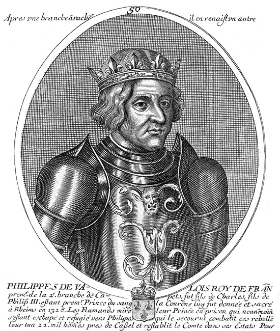Philippe de valois, 50ème roi de France - gravure de Daret - Gravure  reproduite puis restaurée par © Norbert Pousseur