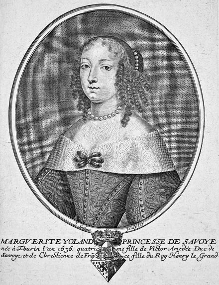 Marguerite Yolande de Savoie - gravure de Daret - Gravure  reproduite puis restaurée par © Norbert Pousseur