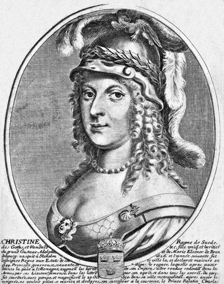 Christine de Suède - gravure de Daret - Gravure  reproduite puis restaurée par © Norbert Pousseur