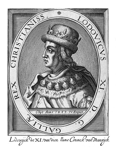 Louis XI roi de France - Gravure  de Nicolas Clerck reproduite puis restaurée par © Norbert Pousseur