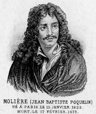 Molière  - Jean Baptiste Poquelin, personnage illustre du département de la Seine - Gravure  reproduite puis restaurée par © Norbert Pousseur