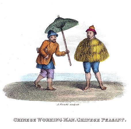 Ouvrier et paysan chinois - Chine en 1800 - Reproduction de gravure © Norbert Pousseur