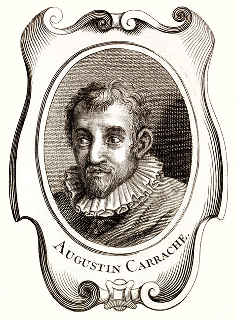 Augustin Carrache, peintre italien - Gravure  reproduite puis restaurée par © Norbert Pousseur