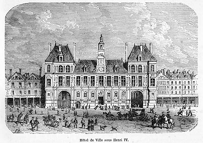 L'H&ocirc;tel de ville de Paris avant 1836 - reproduction &copy; Norbert Pousseur