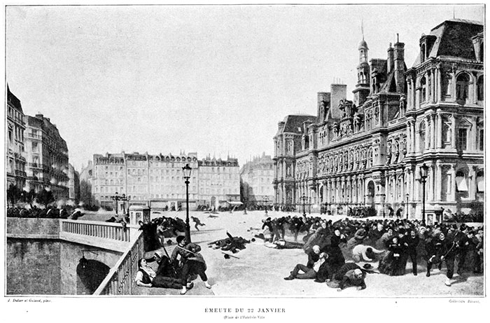 Émeute du 22 janvier 1871 devant l'Hôtel de Ville de Paris - reproduction  Norbert Pousseur