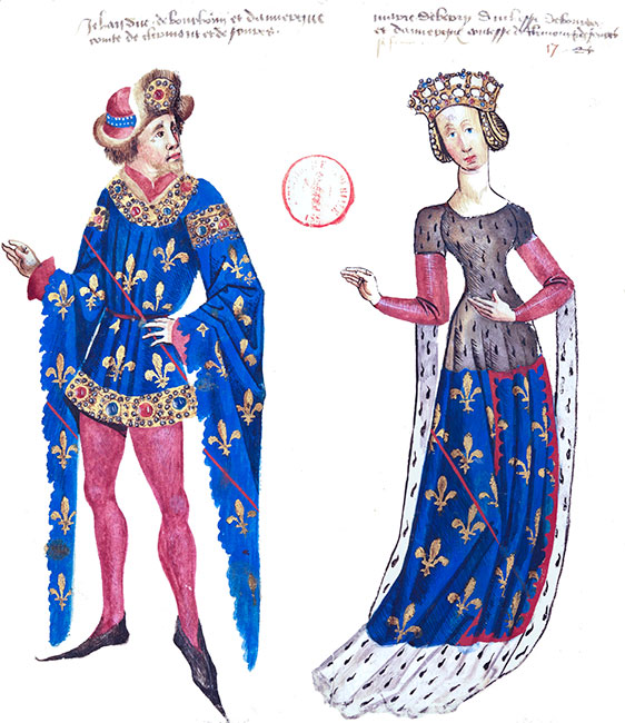 Jean 1er et Marie de Berry, extrait de l'armorail d'Auvergne - reproduction retravaillé © Norbert Pousseur