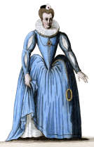 Zoom pour Catherine de Bourbon dans son costume - Gravure reproduite puis restaur&eacute;e num&eacute;riquement par &copy; Norbert Pousseur