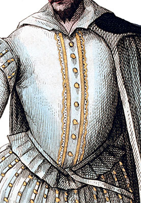 Pourpoint port&eacute; par Henri II de Lorraine et de Bar  - Gravure reproduite puis restaur&eacute;e num&eacute;riquement par &copy; Norbert Pousseur