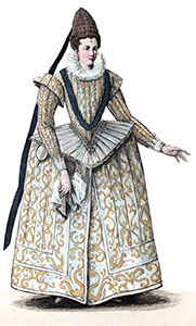 Marie de M&eacute;dicis en tenue de mari&eacute;e - gravure reproduite puis restaur&eacute;e par &copy; Norbert Pousseur
