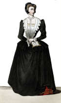 Zoom pour Anne de Thou, en son costume, épouse de Philippe Hurault, - Gravure reproduite puis restaurée numériquement par © Norbert Pousseur