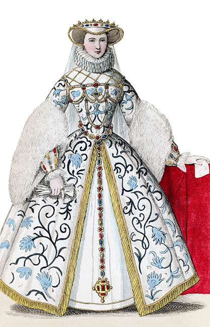 Elisabeth d'Autriche, reine de France, gravure reproduite puis restaurée numériquement par © Norbert Pousseur