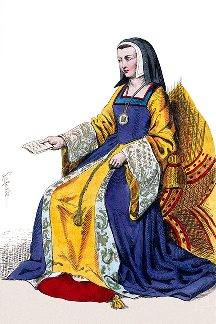 Anne de France, régente de Charles VIII, dessinée  par J.A.Lafosse - Gravure reproduite puis restaurée par © Norbert Pousseur