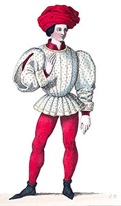 Pourpoint porté par François 1er de Bretagne, dessin de Léopold Massard - reproduction © Norbert Pousseur