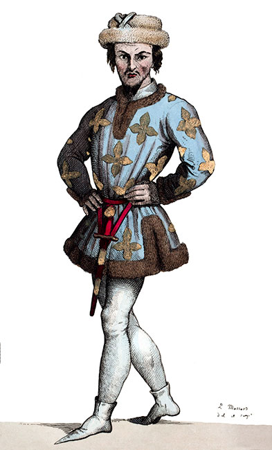 Gilles de Retz, en son costume, dessiné par Massard - Gravure  reproduite puis restaurée par © Norbert Pousseur