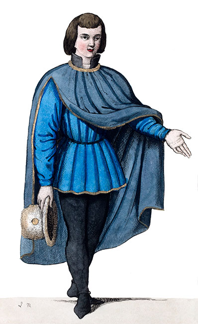 Homme du peuple au XVe siècle, dessiné par Massard - gravure reproduite et restaurée par © Norbert Pousseur