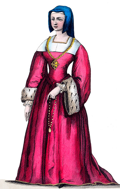 Jeanne de Bar en son costume, dessiné par Massard - Gravure de 1855  reproduite puis restaurée par © Norbert Pousseur
