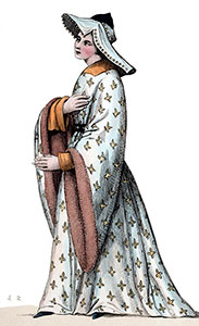 Fourrure portée par Jeanne de Chalon, dessin de Léopold Massard - reproduction © Norbert Pousseur