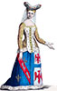 Imagette de Jeanne de Montagu en son costume, dessiné par Massard - reproduction © Norbert Pousseur
