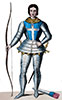 Imagette de Guillaume Lemay, capitaine des archers au 15ème siècle, dessiné par Léopold Massard - Gravure  reproduite puis restaurée par © Norbert Pousseur