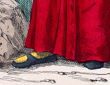 Socques portées par Louis de Laval - Gravure  reproduite puis restaurée par © Norbert Pousseur