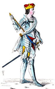 Maximilien d'Autriche, en son costume - dessiné par J.A. Lafosse - Gravure  reproduite puis restaurée par © Norbert Pousseur
