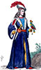 Imagette de Pierre II de Bournon, en son costume - dessiné par J.A. Lafosse - Gravure  reproduite puis restaurée par © Norbert Pousseur
