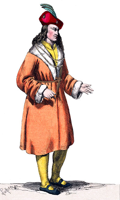 Pierre landais, en son costume - dessiné par J.A. Lafosse - Gravure  reproduite puis restaurée par © Norbert Pousseur