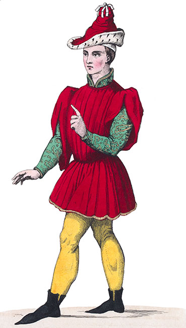 Tannegui du Châtel, vicomte de Bellière, en son costume, dessiné par Massard - Gravure  reproduite puis restaurée par © Norbert Pousseur