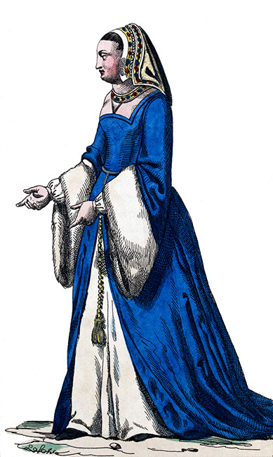 Anne de Bretagne, reine de France, dessinée  par J.A. Lafosse - Gravure reproduite puis restaurée par © Norbert Pousseur