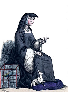 Anne de Bretagne, reine de France en deuil, dessinée  par J.A. Lafosse - Gravure reproduite puis restaurée par © Norbert Pousseur