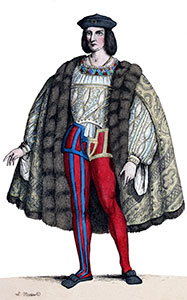 Manteau porté  par Charles II d'Amboise, dessin de Léopold Massard - reproduction © Norbert Pousseur