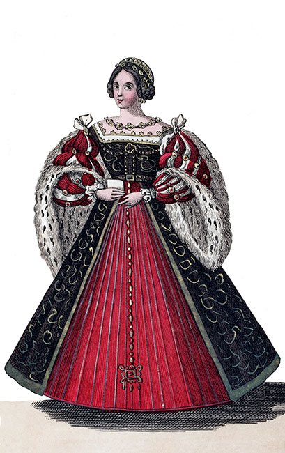 Éléonore d'Autriche, reine de France - Gravure reproduite puis restaurée par © Norbert Pousseur