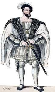 François 1er, roi de France, en habit de tous les jours - gravure de Léopold Massard - reproduite et restaurée par © Norbert Pousseur