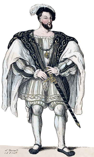 François 1er, roi de France, en habit de cérémonie - gravure de Léopold Massard - reproduite et restaurée par © Norbert Pousseur