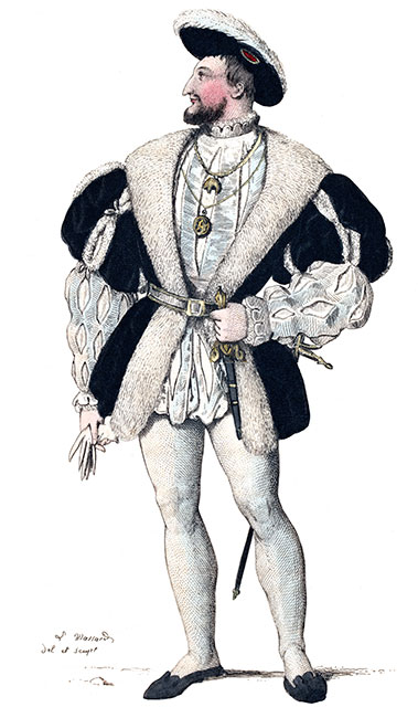 François 1er, roi de France, en habit de tous les jours - gravure de Léopold Massard - reproduite et restaurée par © Norbert Pousseur