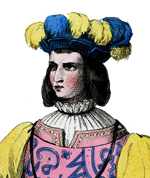 Jabot porté par Gaston de Foix - détail de gravure  reproduite par © Norbert Pousseur