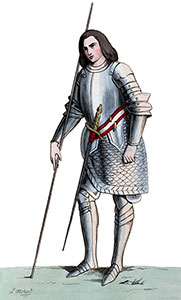 Gaston de Foix en costume de gendarme - Gravure  reproduite puis restaurée numériquement par © Norbert Pousseur