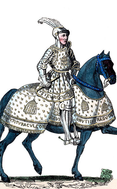 Louis XII à cheval, 57ème roi de France - gravure de Jean-Adolphe Lafosse - reproduite et restaurée par © Norbert Pousseur